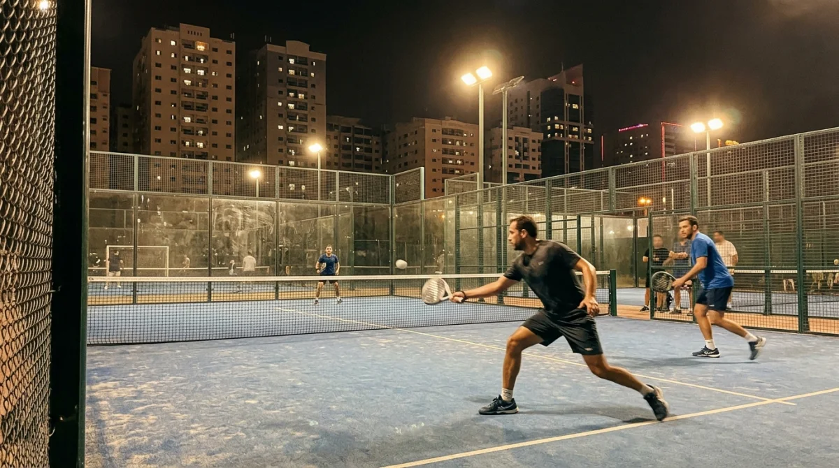 Padel court at night